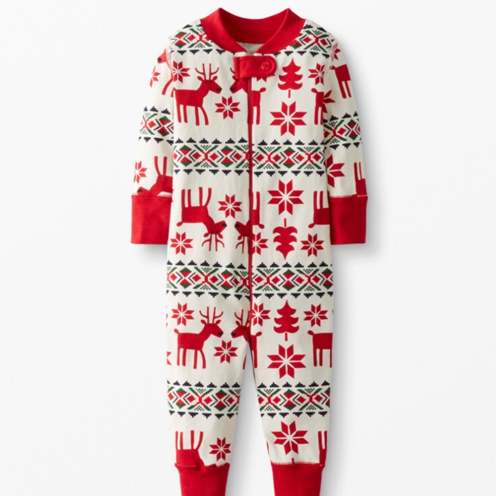 Hanna Andersson Dear Deer holiday baby zip sleeper pjs, 75cm, 12-18 months